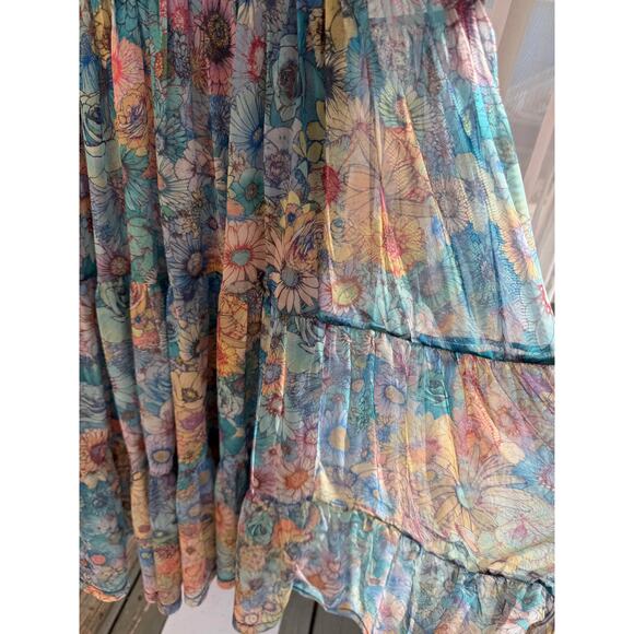 Johnny Was Mesh Floral Tiered Slip Dress Size S Small - Picture 8 of 10